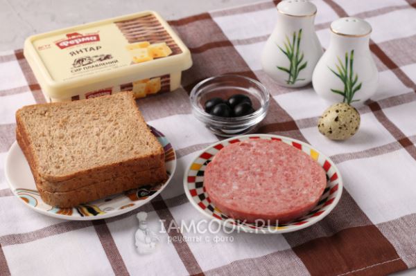 Бутерброд в форме бычка для детей (с колбасой и сыром)